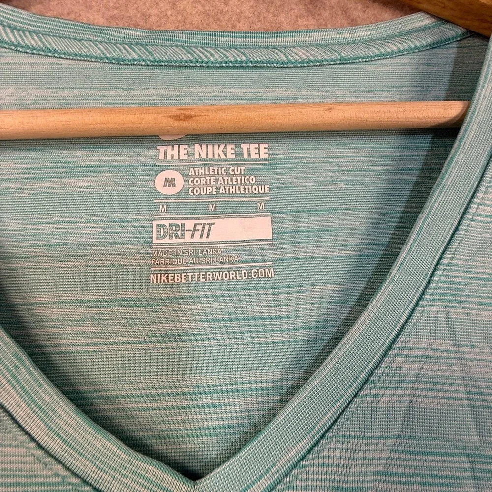 Nike Dri-FIT V-Neck‎ Tee Womens Medium Teal Space Dye Heather Athletic Shirt